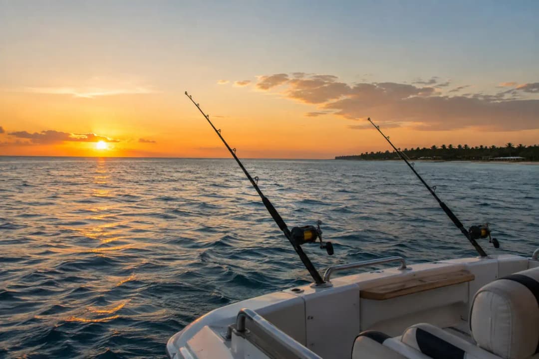 Fishing Boat Sunset Seascape

