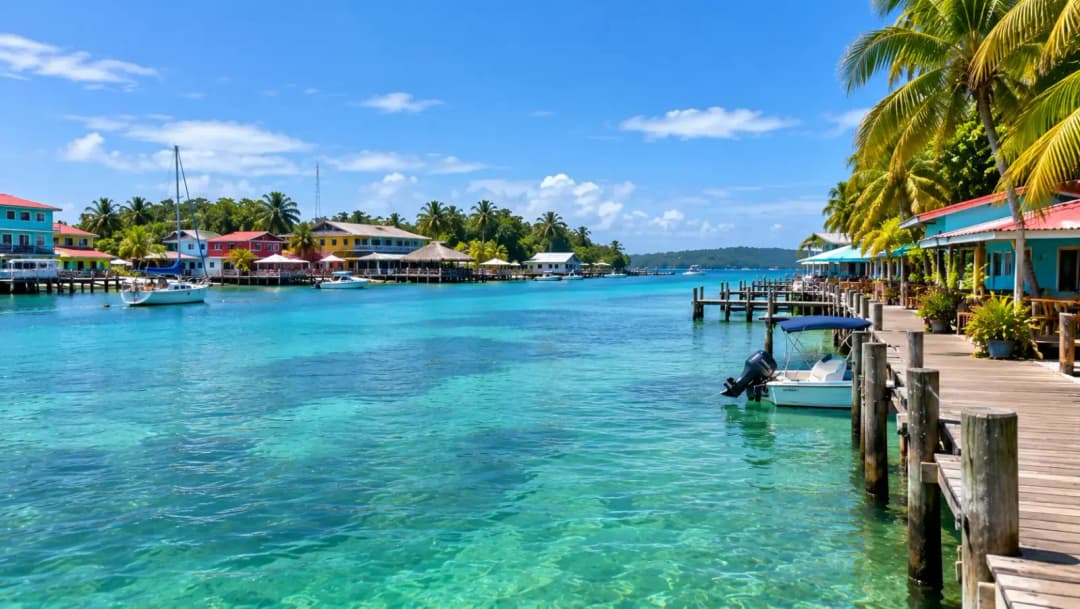 Tropical Waterfront Village and Docks 