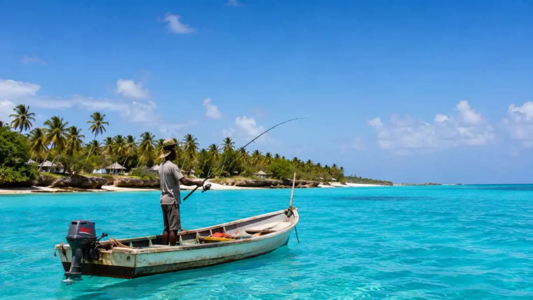 Tropical Fishing Boat Seascape