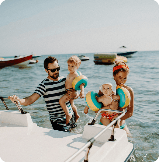Family enjoying a boat trip