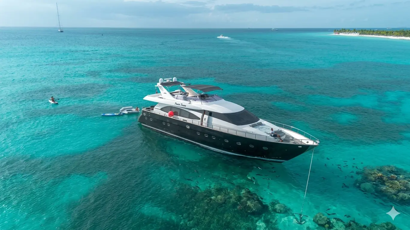 Open Ocean — 78ft on the open Caribbean. Smooth, powerful, completely yours. The drinks is running, the music is  on, and the Dominican coastline is behind you.