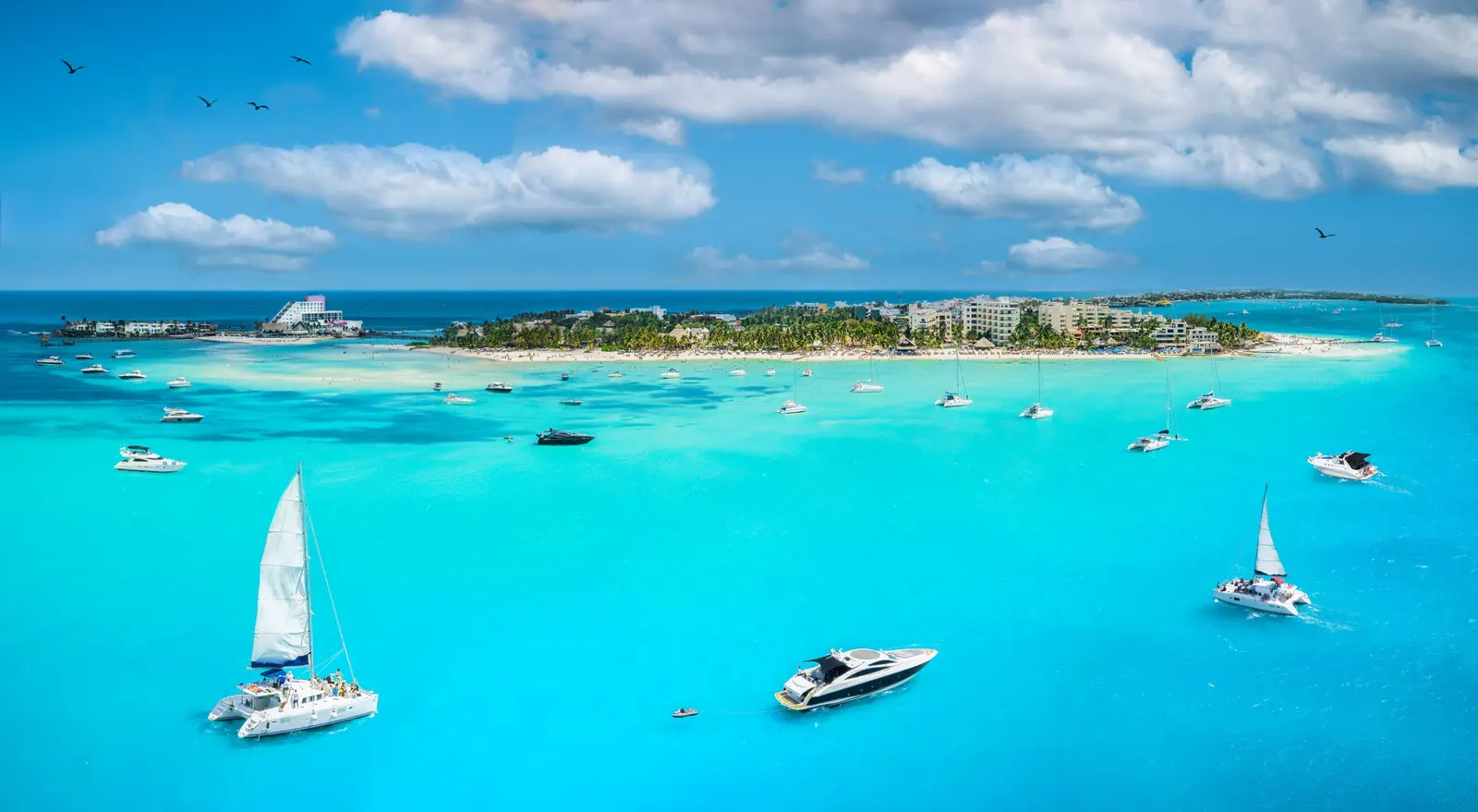 Hotel Zone Coastline - Out along the skyline and past Punta Cancun. The 4-hour charter adds the Nichupte lagoon channels