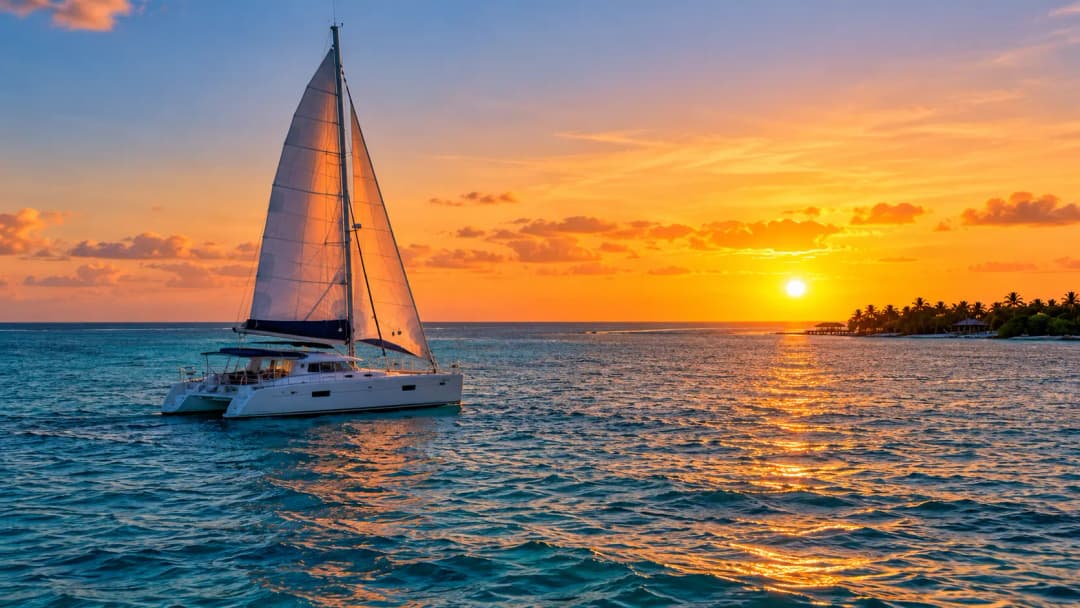 Golden Sunset Catamaran Seascape