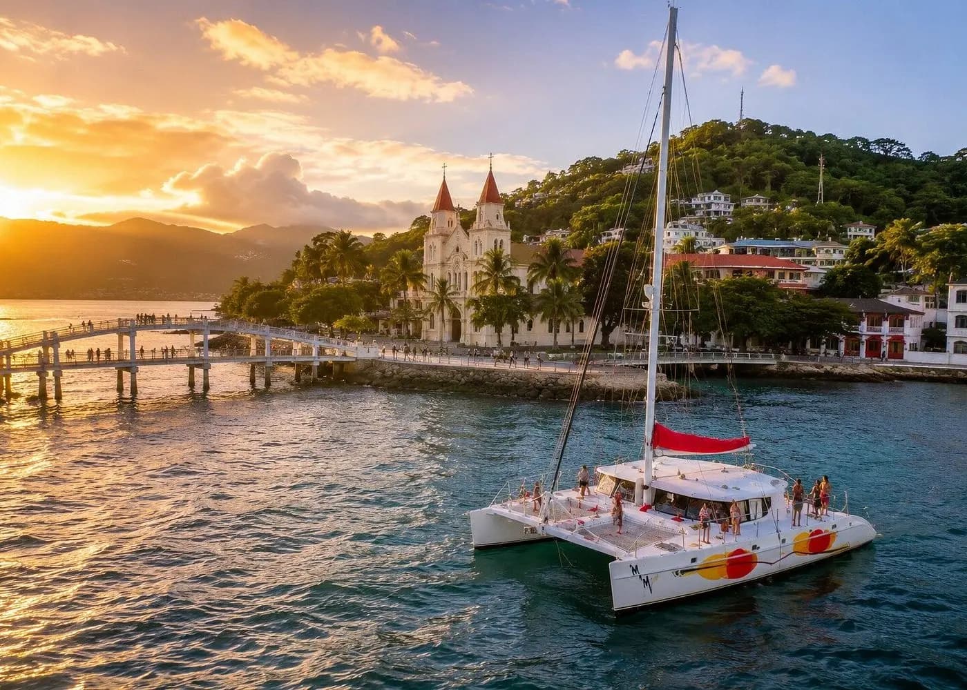 16:00 — Cast Off Board at Samaná Town Marina, open bar starts, cruise along the Samaná coastline