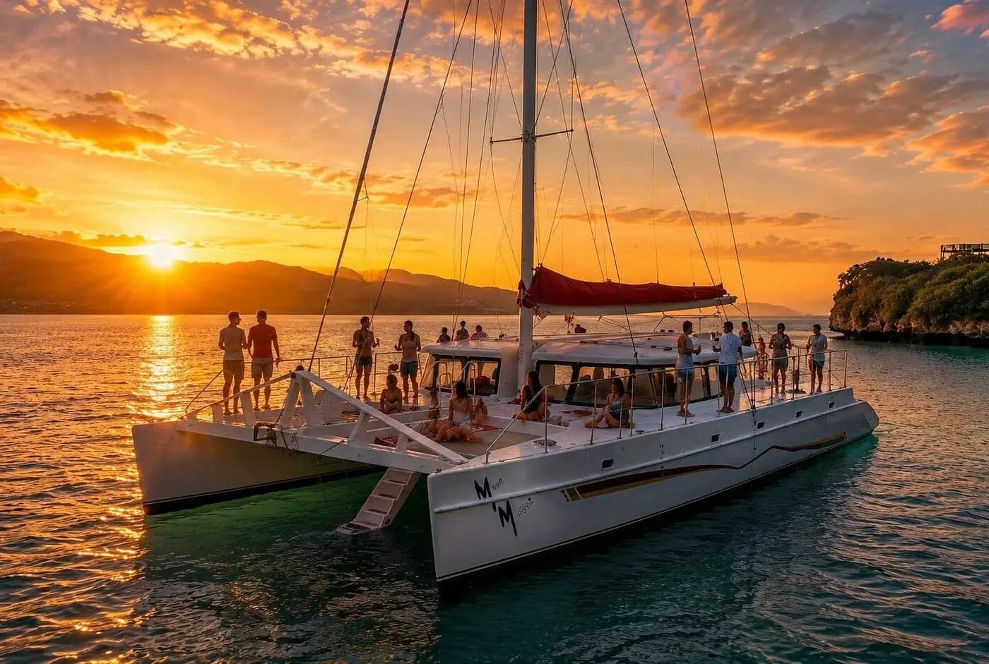 17:00 — Sunset Anchor Stop Calm anchor in protected water for sunset photos as light shifts