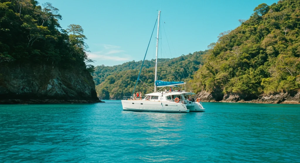 Catamaran tour in Manuel Antonio Costa Rica with ocean views