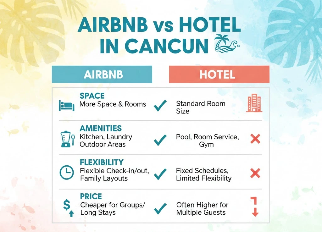 AirBNB vs Hotel in Cancun Chart