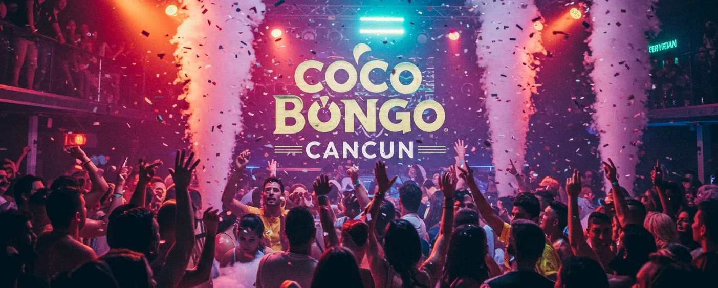 Partygoers enjoying the vibrant Coco Bongo Cancun experience