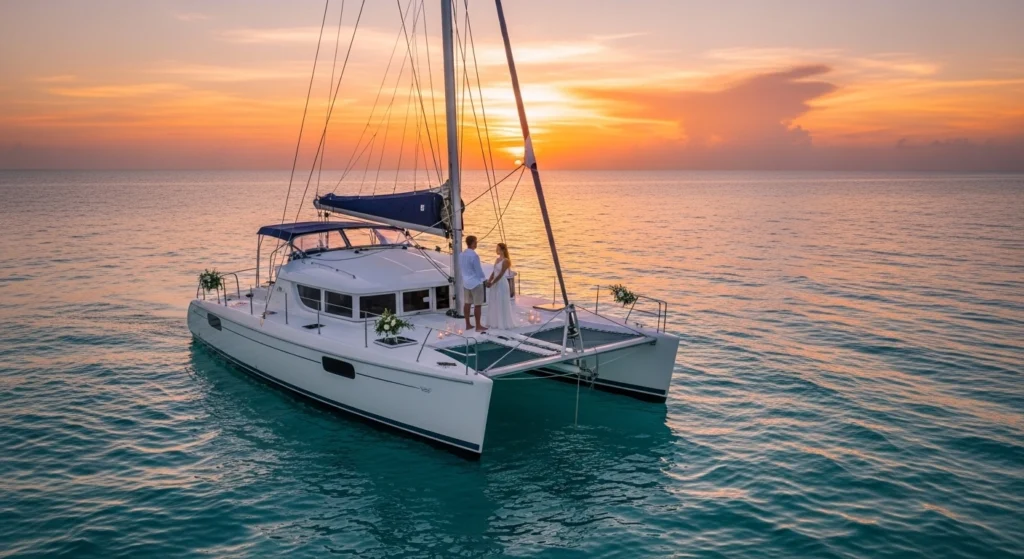 Renew Your Wedding Vows on Private Sunset Catamaran Cancun