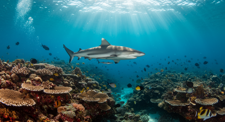 shark is swimming underwater