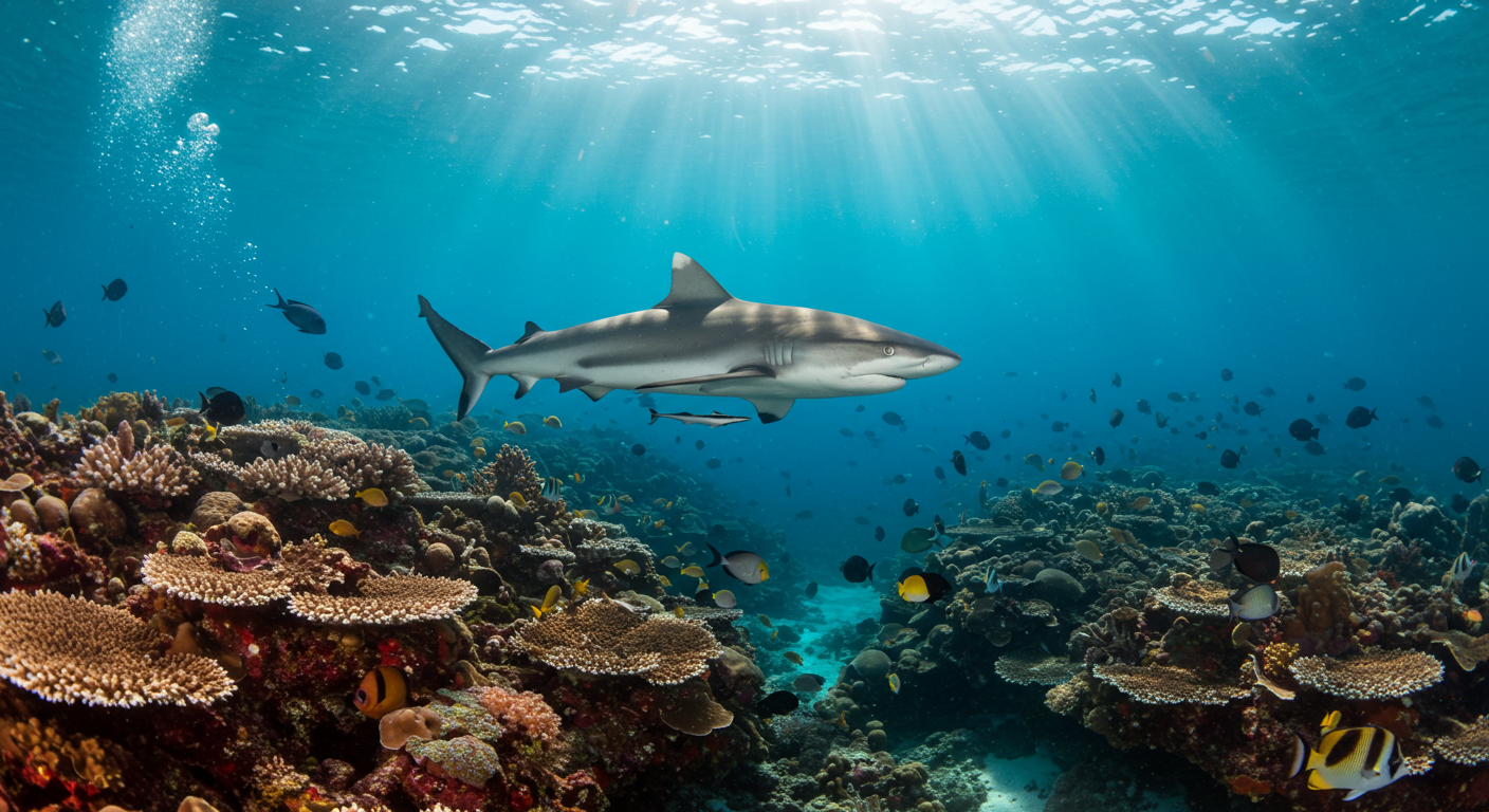 shark is swimming underwater