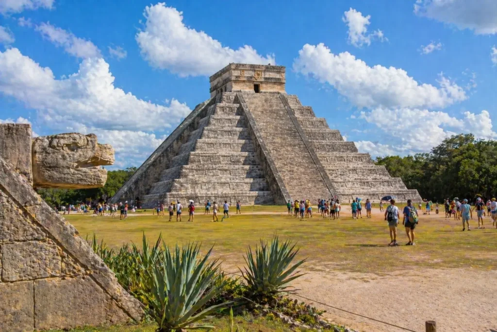 Chichen Itza pyramid in Mexico showing a historic place to visit in Cancun with ancient ruins and cultural landmarks