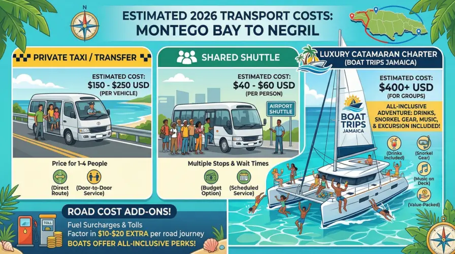 Cost Breakdown Montego Bay to Negril Transport in 2026 - How Far is Montego Bay from Negril
