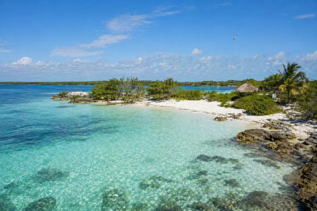 Isla Maya peaceful beach with clear water and lagoons showing a hidden place to visit in Cancun for nature lovers