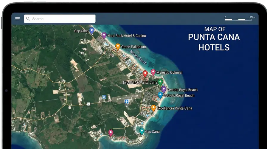 Punta Cana's Key Hotel Zones at a Glance - Map of Punta Cana Hotels