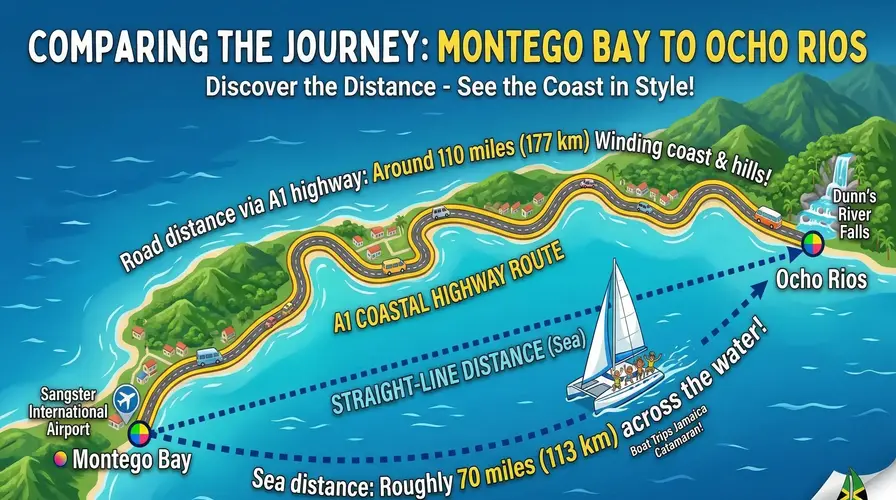 The Exact Distance from Montego Bay to Ocho Rios - How Far is Ocho Rios from Montego Bay