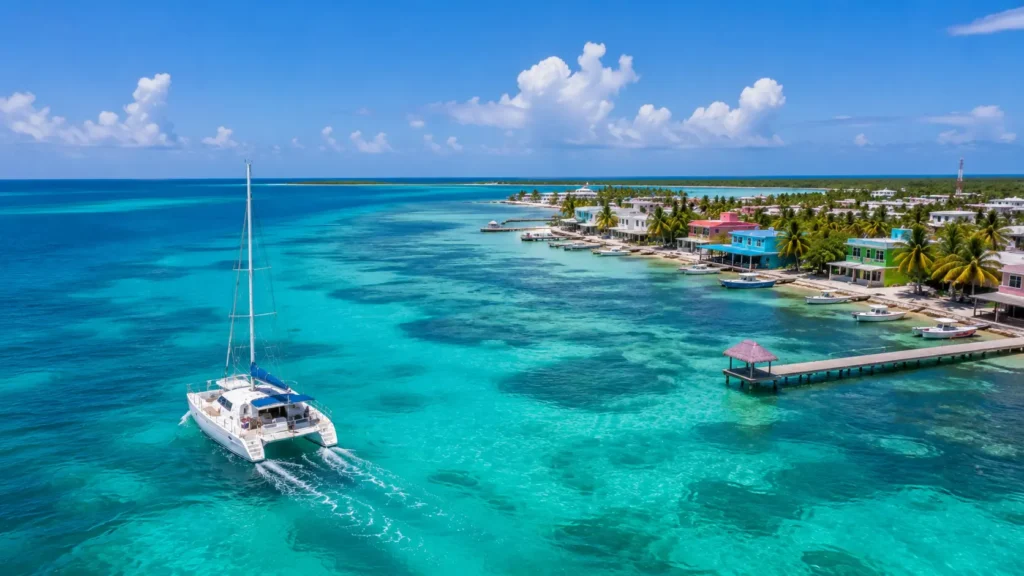 Aerial Sailboat Over Vibrant Caribbean Shores
