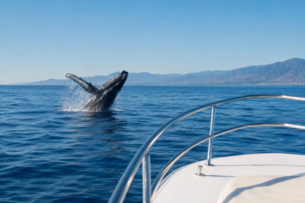 Breaching Whale from a Yacht Bow