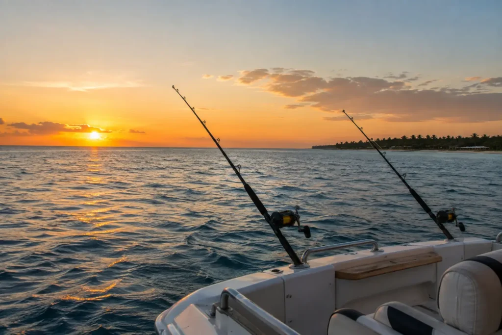 Fishing Boat Sunset Seascape

