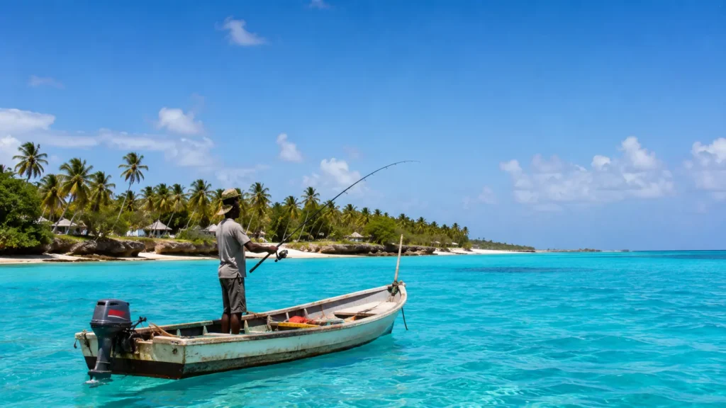 Tropical Fishing Boat Seascape