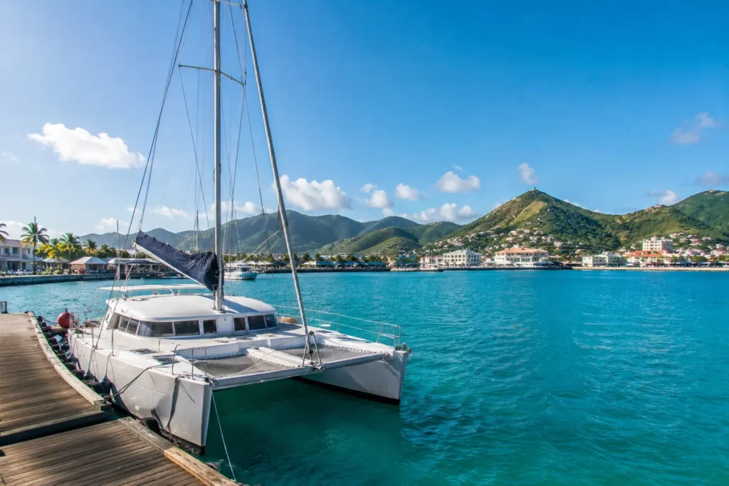 Tropical Harbour Catamaran and Green Hills

