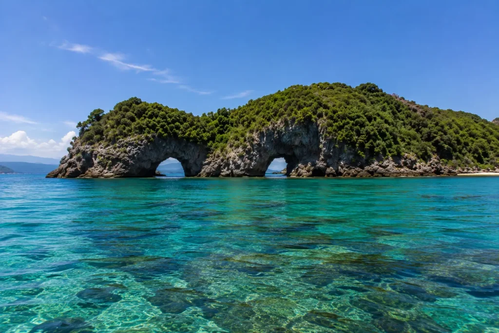 Turquoise Waters and Verdant Rock Arches